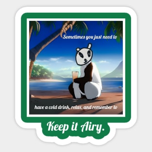 Keep it Airy: Panda relaxing on the beach Sticker